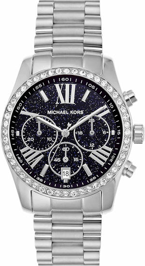 Buy Shop Michael Kors Lexington Chronograph Black Dial Silver Steel Strap Watch For Women - MK7277 USA Online