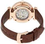 Buy Shop Emporio Armani Meccanico Skeleton Mother of Pearl Dial Brown Leather Strap Watch For Women - AR1993 USA Online
