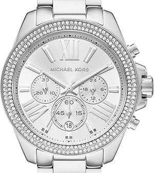 Buy Shop Michael Kors Wren Chronograph Silver Dial Silver Steel Strap Watch for Women - MK7429 USA Online