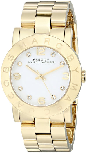 Buy Shop Marc Jacobs Amy White Dial Gold Steel Strap Watch for Women - MBM3056 USA Online