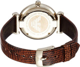 Buy Shop Emporio Armani Gianni T Bar Beige Dial Brown Leather Strap Watch For Women - AR1883 USA Online