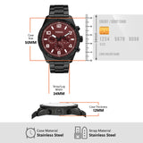 Buy Shop Fossil Brox Multifunction Maroon Dial Black Steel Strap Watch for Women - BQ2803 USA Online