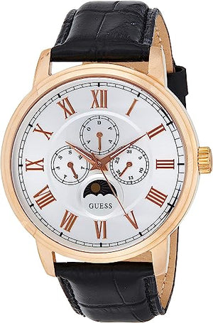 Buy Shop Guess Delancy Quartz Silver Dial Black Leather Strap Watch For Men - W0870G2 USA Online