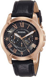 Buy Shop Fossil Grant Chronograph Grey Dial Black Leather Strap Watch for Men - FS5085 USA Online