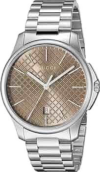 Buy Shop Gucci G Timeless Quartz Brown Dial Silver Steel Strap Watch for Men - YA126317 USA Online