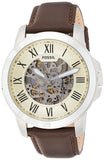 Buy Shop Fossil Grant Automatic White Dial Brown Leather Strap Watch for Men - ME3052 USA Online