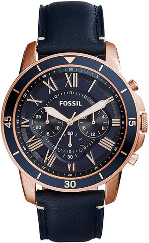 Buy Shop Fossil Grant Sport Chronograph Blue Dial Blue Leather Strap Watch for Men - FS5237 USA Online