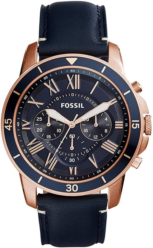 Buy Shop Fossil Grant Sport Chronograph Blue Dial Blue Leather Strap Watch for Men - FS5237 USA Online