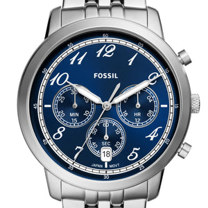 Buy Shop Fossil Neutra Chronograph Blue Dial Silver Steel Strap Watch for Men - FS6025 USA Online