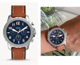 Buy Shop Fossil Bowman Chronograph Blue Dial Brown Leather Strap Watch for Men - FS5602 USA Online