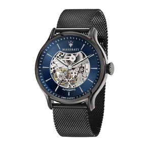 Buy Shop Maserati Epoca Automatic Skeleton Blue Dial Mesh Bracelet Watch For Men - R8823118002 USA Online