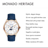 Buy Shop Movado Heritage Celestograf White Mother of Pearl Dial Blue Leather Strap Watch For Women - 3650011 USA Online