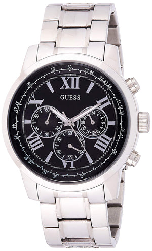 Buy Shop Guess Horizon Chronograph Quartz Black Dial Silver Steel Strap Watch For Men - W0379G1 USA Online