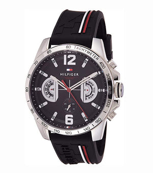 Buy Shop Tommy Hilfiger Decker Quartz Black Dial Black Rubber Strap Watch for Men - 1791473 USA Online