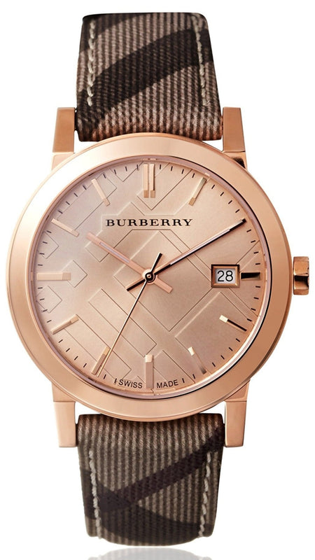 Buy Shop Burberry The City Rose Gold Dial Brown Leather Strap Watch for Women - BU9040 USA Online
