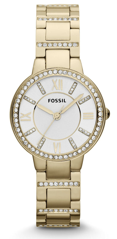 Buy Shop Fossil Virginia White Dial Gold Steel Strap Watch for Women - ES3283 USA Online
