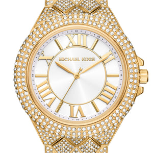 Buy Shop Michael Kors Camille Three-Hand Crystals White Dial Gold Steel Strap Watch for Women - MK4800 USA Online