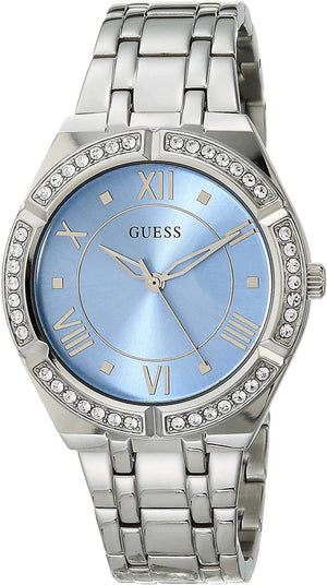 Buy Shop Guess Cosmo Diamonds Blue Dial Silver Steel Strap Watch for Women - GW0033L5 USA Online