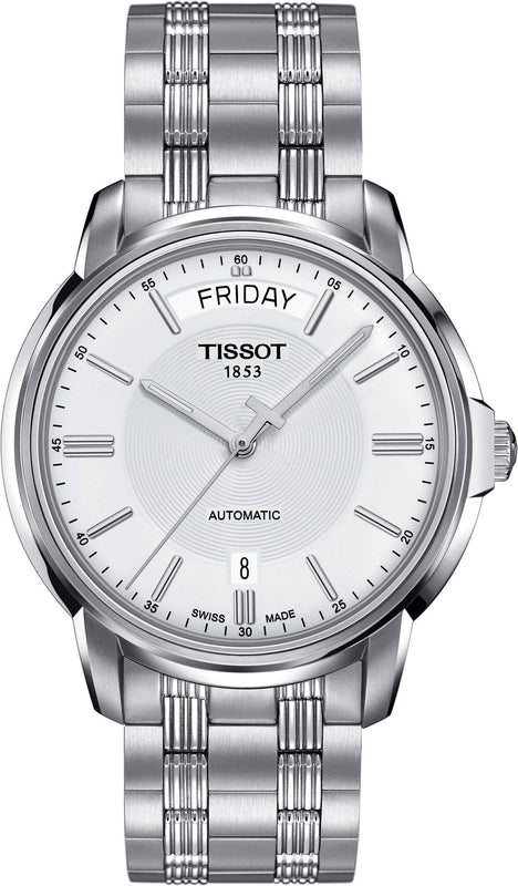Buy Shop Tissot T Classic Automatic III Day Date White Dial Silver Steel Strap Watch for Men - T065.930.11.031.00 USA Online