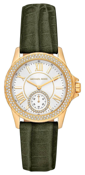 Buy Shop Michael Kors Mini Everest Crystals White Dial Green Leather Strap Watch for Women - MK4720 USA Online
