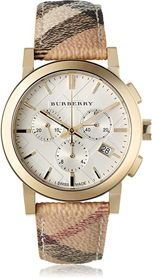 Buy Shop Burberry The City White Dial Haymarket Beige Leather Strap Watch for Women - BU9752 USA Online