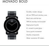 Buy Shop Movado Bold Black Dial Black Steel Strap Watch For Men - 3600047 USA Online