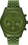 Michael Kors Lexington Chronograph Green Dial Green Steel Strap Watch For Men - MK8790