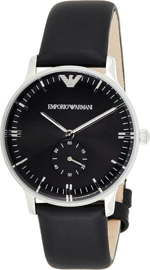 Buy Shop Emporio Armani Gianni Quartz Black Dial Black Leather Strap Watch For Men - AR0382 USA Online