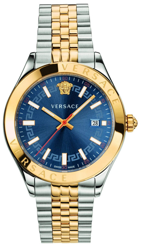 Buy Shop Versace Hellenyium Quartz Blue Dial Two Tone Steel Strap Watch For Men - VEVH00520 USA Online