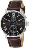 Buy Shop Tommy Hilfiger Aiden Quartz Black Dial Brown Leather Strap Watch for Men - 1791309 USA Online