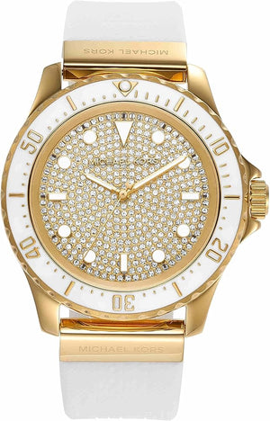 Buy Shop Michael Kors Everest Analog Gold Dial White Silicone Strap Watch For Women - MK7357 USA Online