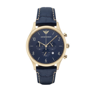 Buy Shop Emporio Armani Chronograph Midnight Blue Dial Blue Leather Strap Watch For Men - AR1862 USA Online