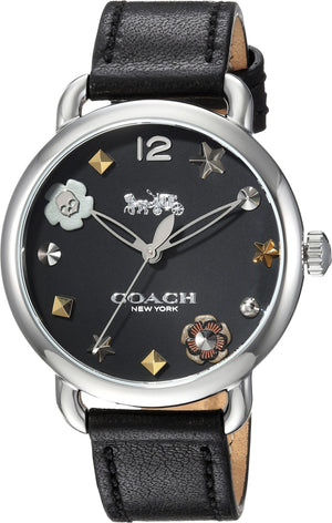 Buy Shop Coach Delancey Black Dial Black Leather Strap Watch for Women - 14502780 USA Online