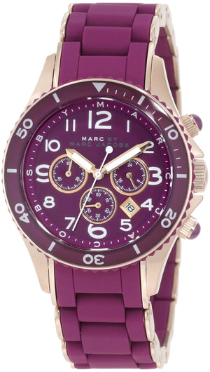 Buy Shop Marc Jacobs Rock Chronograph Purple Dial Purple Silicone Strap Watch for Women - MBM2576 USA Online