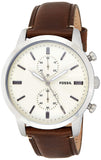 Buy Shop Fossil Townsman Chronograph White Dial Brown Leather Strap Watch for Men - FS5350 USA Online