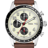 Buy Shop Fossil Sport Tourer Chronograph White Dial Brown Leather Strap Watch for Men - FS6042 USA Online