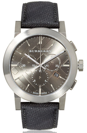Buy Shop Burberry The City Grey Dial Black Leather Strap Watch for Men - BU9362 USA Online