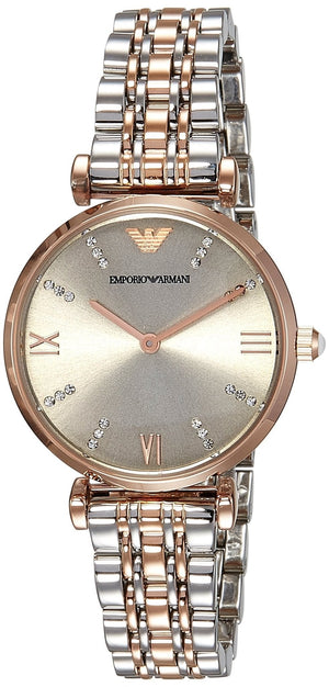 Buy Shop Emporio Armani Gianni T Bar Grey Dial Two Tone Steel Strap Watch For Women - AR1840 USA Online