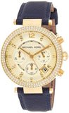 Buy Shop Michael Kors Parker Gold Dial Blue Leather Strap Watch for Women - MK2280 USA Online