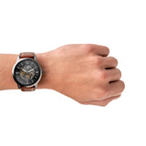 Buy Shop Fossil Townsman Automatic Skeleton Black Dial Brown Leather Strap Watch for Men - ME3181 USA Online