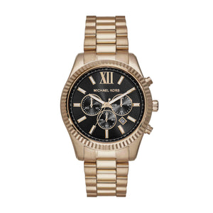 Buy Shop Michael Kors Lexington Chronograph Black Dial Gold Steel Strap Watch for Men - MK9155 USA Online