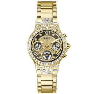 Buy Shop Guess Moonlight Diamonds Gold Dial Gold Steel Strap Watch for Women - GW0320L5 USA Online