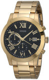 Buy Shop Guess Atlas Chronograph Black Dial Gold Steel Strap Watch for Men - W0668G8 USA Online