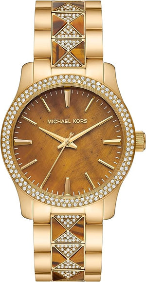 Buy Shop Michael Kors Runway Three Hand Brown Dial Two Tone Steel Strap Watch For Women - MK7389 USA Online