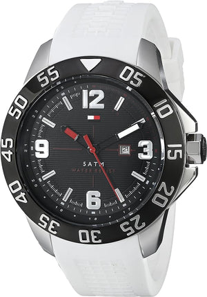 Buy Shop Tommy Hilfiger Sport Black Dial White Rubber Strap Watch for Men - 1790986 USA Online