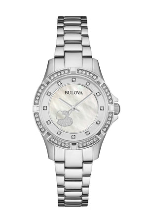 Buy Shop Bulova Crystal Silver Dial Silver Steel Strap Watch for Women - 96L226 USA Online