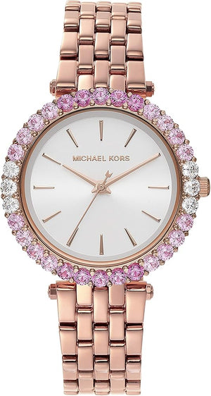 Buy Shop Michael Kors Darci Pave Silver Dial Rose Gold Steel Strap Watch For Women - MK4517 USA Online