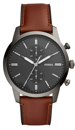 Buy Shop Fossil Townsman Chronograph Gray Dial Brown Leather Strap Watch for Men - FS5522 USA Online