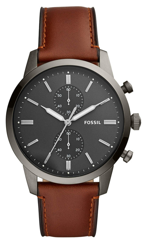 Buy Shop Fossil Townsman Chronograph Gray Dial Brown Leather Strap Watch for Men - FS5522 USA Online