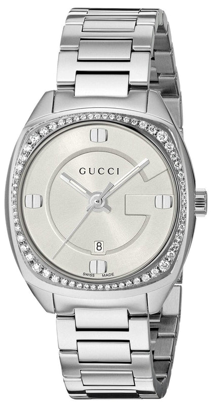 Buy Shop Gucci GG2570 Diamonds Silver Dial Silver Steel Strap Watch For Women - YA142505 USA Online